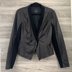 Trouvé black leather ribbed fitted moto jacket motorcycle